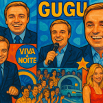 Collage of Gugu Liberato's iconic moments on Brazilian television.